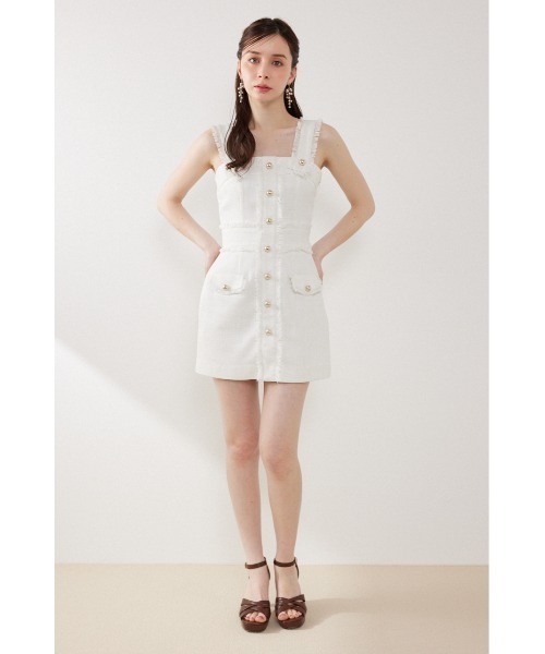 rienda(リエンダ)の「ツイードゴールドボタンミニワンピース 夏服(ワンピース・レディース・ホワイト/ライトグリーン/ブラック・MEDIUM/SMALL)」の22枚目の写真