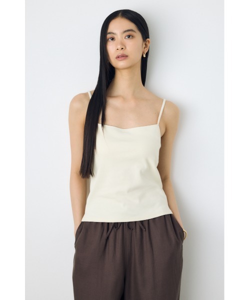 AZUL by moussy(アズールバイマウジー)の「カップ付リブキャミソール パット付き 1枚で着れる◎ 夏服 春服(キャミソール・レディース・アイボリー/ライトブラック/ライトブルー・SMALL/MEDIUM)」の4枚目の写真