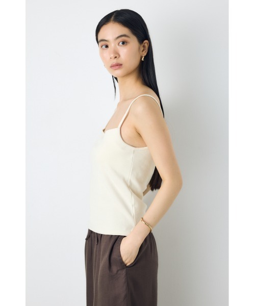 AZUL by moussy(アズールバイマウジー)の「カップ付リブキャミソール パット付き 1枚で着れる◎ 夏服 春服(キャミソール・レディース・アイボリー/ライトブラック/ライトブルー・SMALL/MEDIUM)」の6枚目の写真