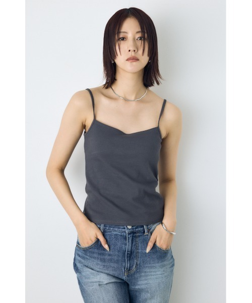 AZUL by moussy(アズールバイマウジー)の「カップ付リブキャミソール パット付き 1枚で着れる◎ 夏服 春服(キャミソール・レディース・アイボリー/ライトブラック/ライトブルー・SMALL/MEDIUM)」の12枚目の写真