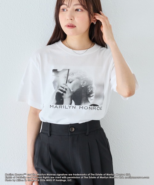 GOOD ROCK SPEED(グッドロックスピード)の「【GOOD ROCK SPEED】マリリン・モンロー|Marilyn Monroe/フォトプリントTシャツ(Tシャツ/カットソー・レディース・ホワイト/オフホワイト・F)」の6枚目の写真