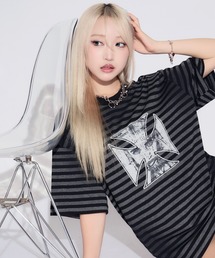 tinkerend（ティンカーエンド）の「Vintage Border Cross Big T-shirt / ヴィンテージボーダークロスビッグTシャツ（Tシャツ/カットソー）」