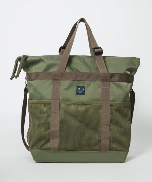 MIS（エムアイエス）の「【MIS】MESH POCKET TOTE BAG / メッシュポケットトートバッグ（トートバッグ・レディース・オリーブ/ブラック・FREE）」の2枚目の写真