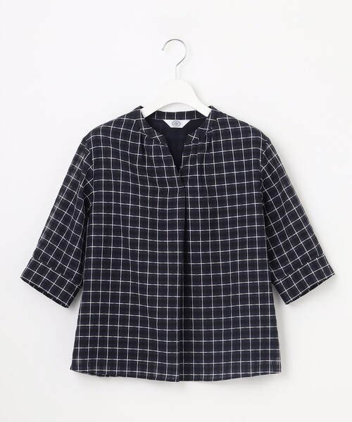 J.PRESS(ジェイプレス)の「シズルチェック バンドカラー カットソー(Tシャツ/カットソー・レディース・ネイビー系3/ベージュ系3/ダークグリーン系3・LARGE/MEDIUM)」の8枚目の写真
