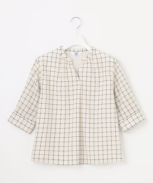 J.PRESS(ジェイプレス)の「シズルチェック バンドカラー カットソー(Tシャツ/カットソー・レディース・ネイビー系3/ベージュ系3/ダークグリーン系3・LARGE/MEDIUM)」の9枚目の写真