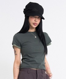レイヤード半袖クロップドTシャツ