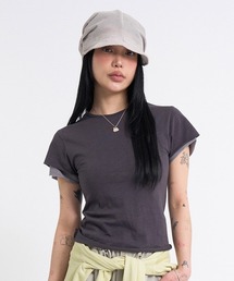 レイヤード半袖クロップドTシャツ