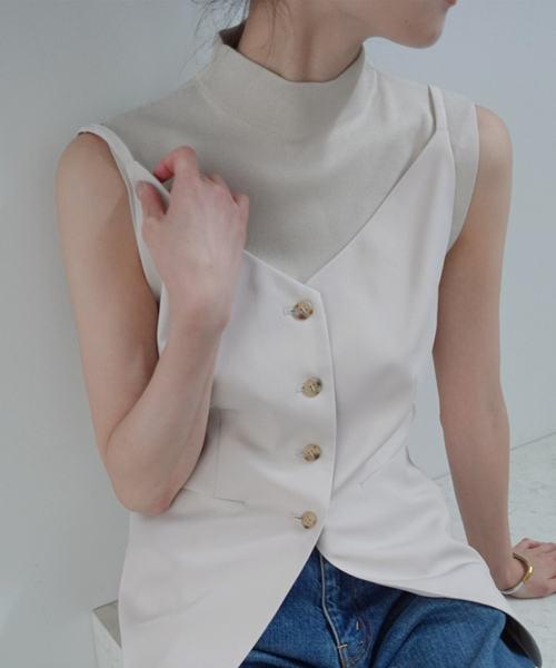 Noble(ノーブル)の「《セットアップ対応》エステルツイルキャミビスチェ(シャツ/ブラウス・レディース・チョコ/アイボリー/キャメル・FREE)」の4枚目の写真