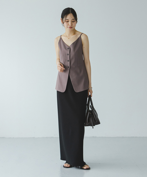 Noble(ノーブル)の「《セットアップ対応》エステルツイルキャミビスチェ(シャツ/ブラウス・レディース・チョコ/アイボリー/キャメル・FREE)」の6枚目の写真
