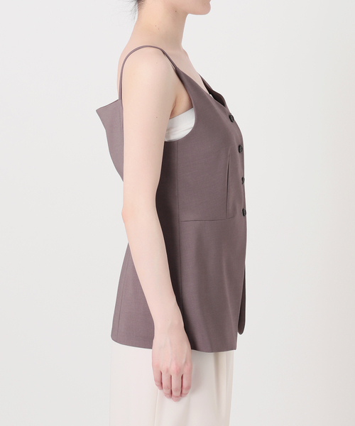 Noble(ノーブル)の「《セットアップ対応》エステルツイルキャミビスチェ(シャツ/ブラウス・レディース・チョコ/アイボリー/キャメル・FREE)」の13枚目の写真