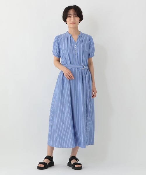 Afternoon Tea（アフタヌーンティー）の「【接触冷感 UVカット 吸水速乾 抗菌防臭】バンセルクールパフスリーブワンピース（ワンピース・レディース・ブルー・MEDIUM）」の4枚目の写真