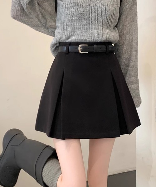 c.u.l(シーユーエル)の「インナーパンツ付き Aライン タックミニスカート culw935(スカート・レディース・ブラウン/ブラック・S/M)」の4枚目の写真