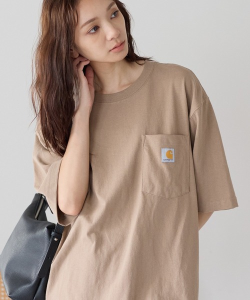 Carhartt(カーハート)の「【Carhartt/カーハート】ヘビーウェイト オーバーサイズ ポケットTシャツ ユニセックス コットン 半袖Tシャツ(Tシャツ/カットソー・レディース・ブラック/チャコールグレー/ベージュ/ホワイト/ネイビー/グレー・L/M/XL)」の5枚目の写真