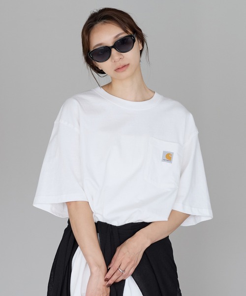 Carhartt(カーハート)の「【Carhartt/カーハート】ヘビーウェイト オーバーサイズ ポケットTシャツ ユニセックス コットン 半袖Tシャツ(Tシャツ/カットソー・レディース・ブラック/チャコールグレー/ベージュ/ホワイト/ネイビー/グレー・L/M/XL)」の7枚目の写真