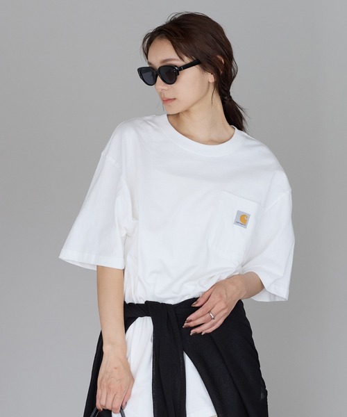 Carhartt(カーハート)の「【Carhartt/カーハート】ヘビーウェイト オーバーサイズ ポケットTシャツ ユニセックス コットン 半袖Tシャツ(Tシャツ/カットソー・レディース・ブラック/チャコールグレー/ベージュ/ホワイト/ネイビー/グレー・L/M/XL)」の9枚目の写真