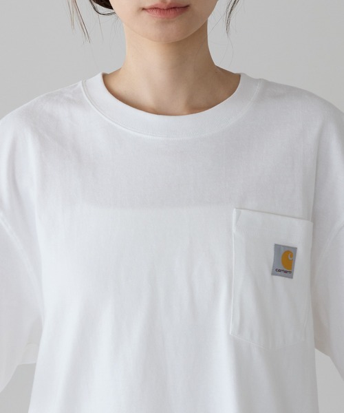 Carhartt(カーハート)の「【Carhartt/カーハート】ヘビーウェイト オーバーサイズ ポケットTシャツ ユニセックス コットン 半袖Tシャツ(Tシャツ/カットソー・レディース・ブラック/チャコールグレー/ベージュ/ホワイト/ネイビー/グレー・L/M/XL)」の22枚目の写真