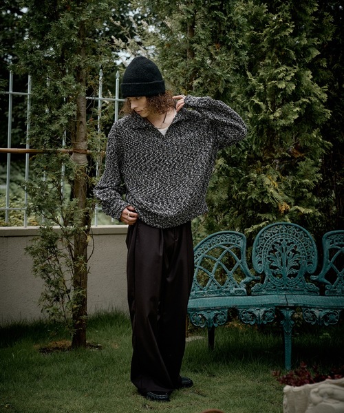 CASPER JOHN(キャスパージョン)の「Mix boucle skipper polo sweat/ミックスブークレスキッパーポロスウェット(ポロシャツ・メンズ・ピンク/ブルー/ブラック・X-SMALL/LARGE/MEDIUM/SMALL)」の10枚目の写真