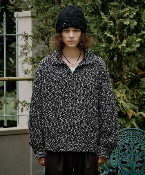 CASPER JOHN(キャスパージョン)の「Mix boucle skipper polo sweat/ミックスブークレスキッパーポロスウェット(ポロシャツ・メンズ・ピンク/ブルー/ブラック・X-SMALL/LARGE/MEDIUM/SMALL)」の4枚目の写真