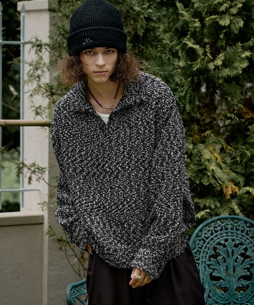 CASPER JOHN(キャスパージョン)の「Mix boucle skipper polo sweat/ミックスブークレスキッパーポロスウェット(ポロシャツ・メンズ・ピンク/ブルー/ブラック・X-SMALL/LARGE/MEDIUM/SMALL)」の6枚目の写真