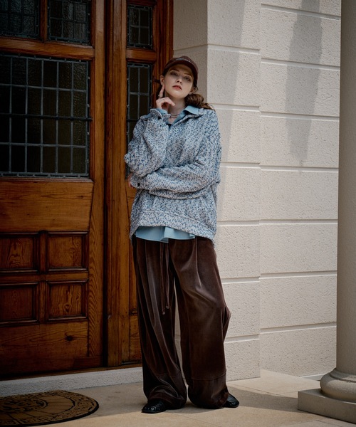 CASPER JOHN(キャスパージョン)の「Mix boucle skipper polo sweat/ミックスブークレスキッパーポロスウェット(ポロシャツ・メンズ・ピンク/ブルー/ブラック・X-SMALL/LARGE/MEDIUM/SMALL)」の13枚目の写真