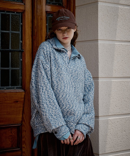 CASPER JOHN(キャスパージョン)の「Mix boucle skipper polo sweat/ミックスブークレスキッパーポロスウェット(ポロシャツ・メンズ・ピンク/ブルー/ブラック・X-SMALL/LARGE/MEDIUM/SMALL)」の11枚目の写真