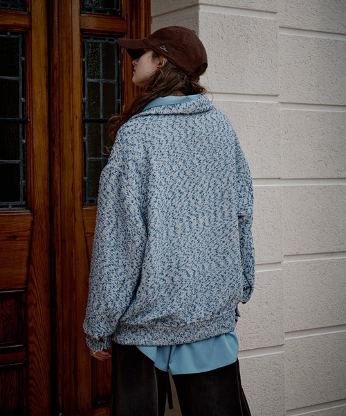 CASPER JOHN(キャスパージョン)の「Mix boucle skipper polo sweat/ミックスブークレスキッパーポロスウェット(ポロシャツ・メンズ・ピンク/ブルー/ブラック・X-SMALL/LARGE/MEDIUM/SMALL)」の12枚目の写真