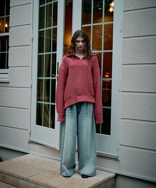CASPER JOHN(キャスパージョン)の「Mix boucle skipper polo sweat/ミックスブークレスキッパーポロスウェット(ポロシャツ・メンズ・ピンク/ブルー/ブラック・X-SMALL/LARGE/MEDIUM/SMALL)」の21枚目の写真