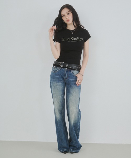 ENVYM(アンビー)の「バストロゴプリントTシャツ(Tシャツ/カットソー・レディース・ブラック/イエロー/ホワイト・FREE)」の16枚目の写真