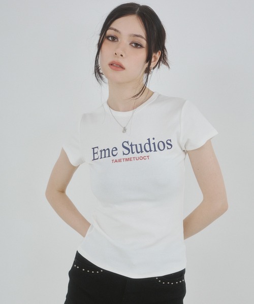 ENVYM(アンビー)の「バストロゴプリントTシャツ(Tシャツ/カットソー・レディース・ブラック/イエロー/ホワイト・FREE)」の10枚目の写真