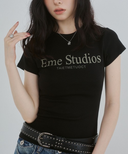 ENVYM(アンビー)の「バストロゴプリントTシャツ(Tシャツ/カットソー・レディース・ブラック/イエロー/ホワイト・FREE)」の5枚目の写真