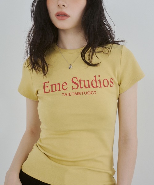 ENVYM(アンビー)の「バストロゴプリントTシャツ(Tシャツ/カットソー・レディース・ブラック/イエロー/ホワイト・FREE)」の8枚目の写真
