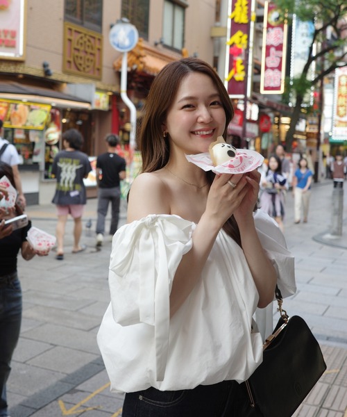 polaura(ポローラ)の「クラウディーバルーントップス(Tシャツ/カットソー・レディース・PINK/オフホワイト・FREE)」の9枚目の写真