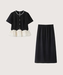 LA POMME petit(���|�~�E�v�`)��Beads Flare Top Long Skirt Set Up(�Z�b�g�A�b�v)