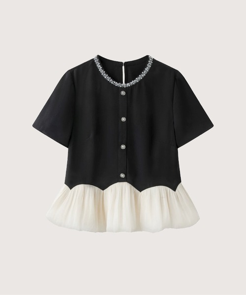 LA POMME petit(ラポミ・プチ)の「Beads Flare Top Long Skirt Set Up(セットアップ・レディース・ブラック・LARGE/MEDIUM/SMALL)」の2枚目の写真