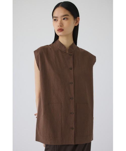 RIM.ARK(リムアーク)の「Linen mix box vest(リネンミックスボックスベスト)(ベスト・レディース・ホワイト/ブラウン/ブラック・FREE)」の3枚目の写真