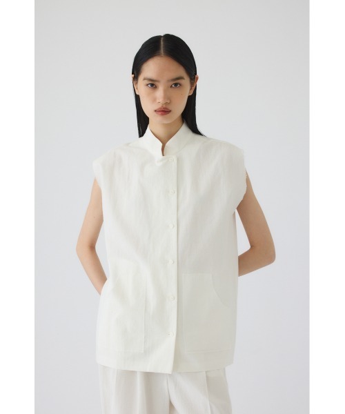 RIM.ARK(リムアーク)の「Linen mix box vest(リネンミックスボックスベスト)(ベスト・レディース・ホワイト/ブラウン/ブラック・FREE)」の9枚目の写真