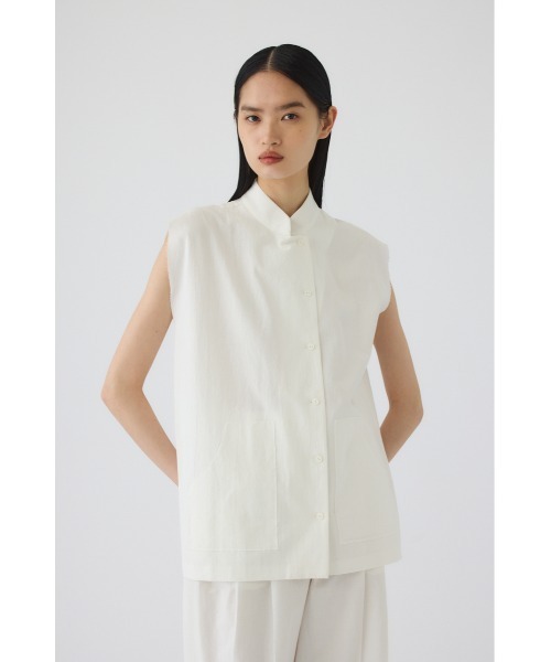 RIM.ARK(リムアーク)の「Linen mix box vest(リネンミックスボックスベスト)(ベスト・レディース・ホワイト/ブラウン/ブラック・FREE)」の8枚目の写真