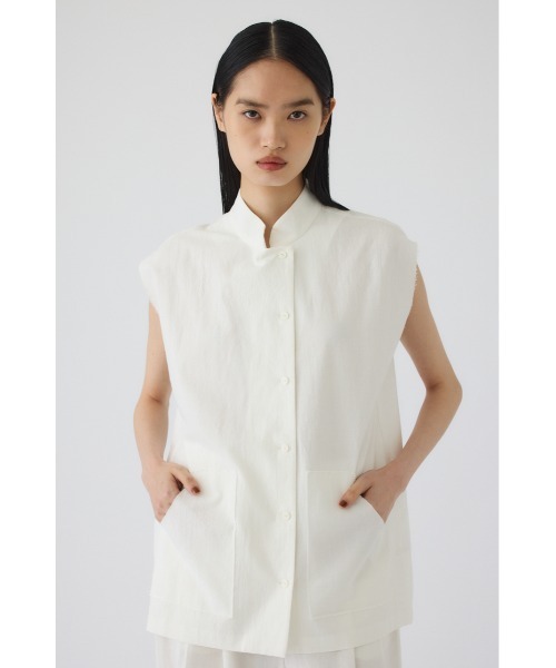 RIM.ARK(リムアーク)の「Linen mix box vest(リネンミックスボックスベスト)(ベスト・レディース・ホワイト/ブラウン/ブラック・FREE)」の7枚目の写真