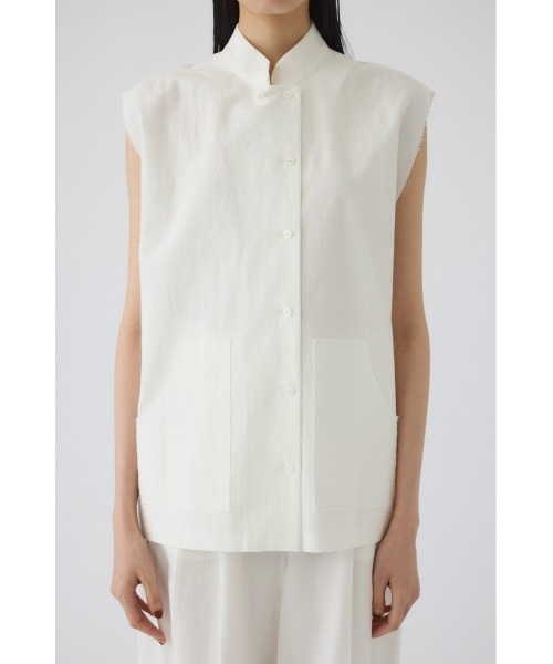 RIM.ARK(リムアーク)の「Linen mix box vest(リネンミックスボックスベスト)(ベスト・レディース・ホワイト/ブラウン/ブラック・FREE)」の5枚目の写真