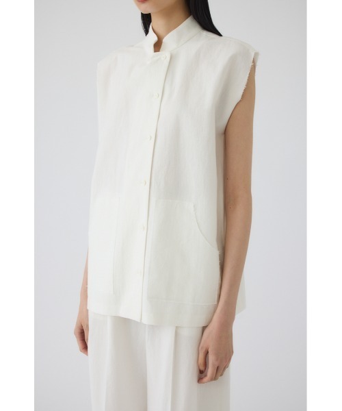 RIM.ARK(リムアーク)の「Linen mix box vest(リネンミックスボックスベスト)(ベスト・レディース・ホワイト/ブラウン/ブラック・FREE)」の4枚目の写真