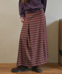 Vintage side-buckle check skirt_Red(O25-SK12)