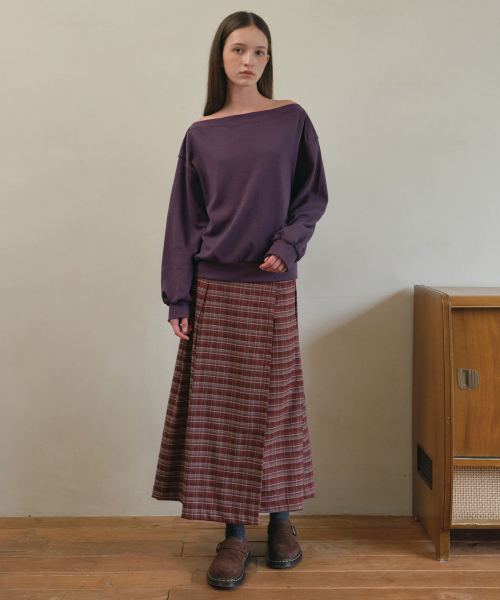 OURNOSTALGIA（アワー ノスタルジア）の「Vintage side-buckle check skirt_Red(O25-SK12)（スカート・レディース・レッド・FREE）」の2枚目の写真