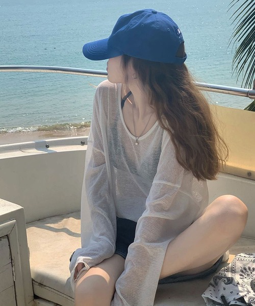 VIBGYOR(ヴィブジョー)の「【EIZZ/アイズ】ルーズフィット スラブシアー ラウンドネック シースルー ロンT(Tシャツ/カットソー・レディース・ホワイト/ピンク・FREE)」の6枚目の写真