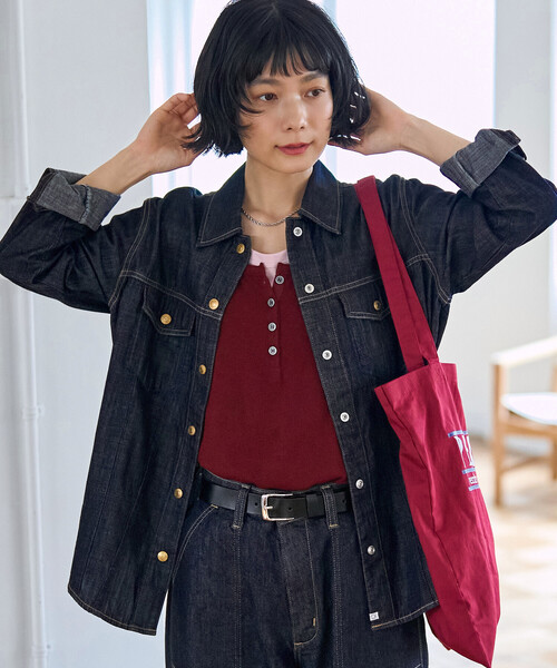 FREAK'S STORE(フリークスストア)の「SOMETHING × FREAK'S STORE/サムシング 別注 G-SHIRTS/別注 デニムシャツ/デニムジャケット シャツ/ジージャン風シャツ(シャツ/ブラウス・レディース・ネイビー/ブルー・フリ-)」の5枚目の写真