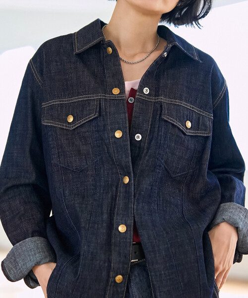 FREAK'S STORE(フリークスストア)の「SOMETHING × FREAK'S STORE/サムシング 別注 G-SHIRTS/別注 デニムシャツ/デニムジャケット シャツ/ジージャン風シャツ(シャツ/ブラウス・レディース・ネイビー/ブルー・フリ-)」の8枚目の写真