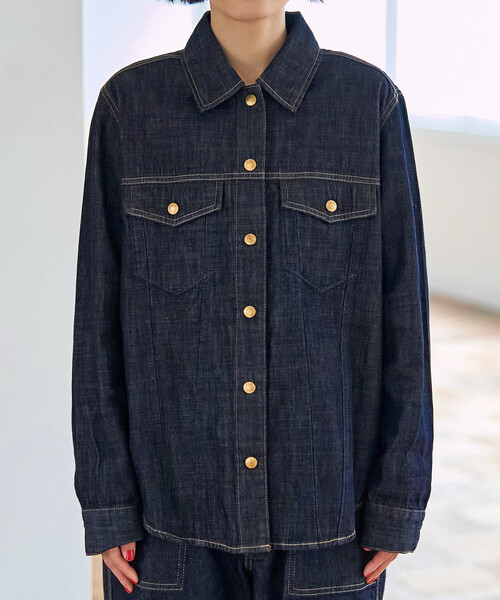 FREAK'S STORE(フリークスストア)の「SOMETHING × FREAK'S STORE/サムシング 別注 G-SHIRTS/別注 デニムシャツ/デニムジャケット シャツ/ジージャン風シャツ(シャツ/ブラウス・レディース・ネイビー/ブルー・フリ-)」の14枚目の写真