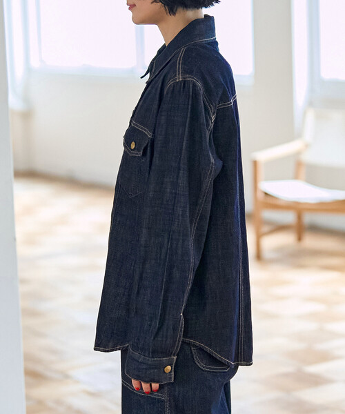 FREAK'S STORE(フリークスストア)の「SOMETHING × FREAK'S STORE/サムシング 別注 G-SHIRTS/別注 デニムシャツ/デニムジャケット シャツ/ジージャン風シャツ(シャツ/ブラウス・レディース・ネイビー/ブルー・フリ-)」の15枚目の写真