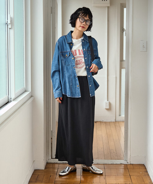 FREAK'S STORE(フリークスストア)の「SOMETHING × FREAK'S STORE/サムシング 別注 G-SHIRTS/別注 デニムシャツ/デニムジャケット シャツ/ジージャン風シャツ(シャツ/ブラウス・レディース・ネイビー/ブルー・フリ-)」の22枚目の写真