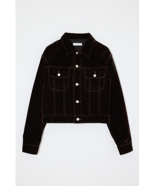 MOUSSY(マウジー)の「【26年AW新作】【セットアップ対応】VELVET SHORT ジャケット(デニムジャケット・レディース・ボルドー/カーキ/ブラウン/ブラック・1/2)」の2枚目の写真