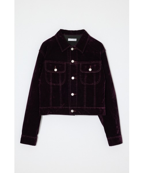 MOUSSY(マウジー)の「【26年AW新作】【セットアップ対応】VELVET SHORT ジャケット(デニムジャケット・レディース・ボルドー/カーキ/ブラウン/ブラック・1/2)」の4枚目の写真